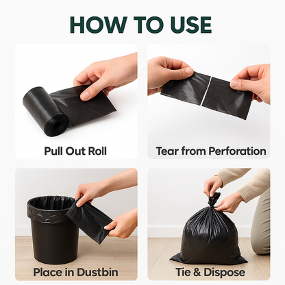 Medium Dustbin Garbag Bag, For Home, Office,Kichen,| 120 Count |