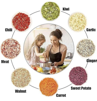 2 in 1 Vegetable Chopper 1100 ml with 6 Stainless Steel Blades – Manual Push Chopper for Onion, Tomato, Mirchi, Fruits & Vegetables